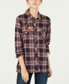 Project 28 Nyc Juniors' Embroidered Plaid Button-front Shirt