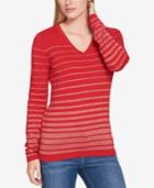Tommy Hilfiger Striped Metallic Sweater, Created For Macy's