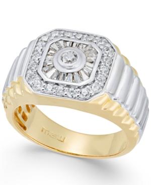 Men's Diamond Two-tone Cluster Ring (1 Ct. T.w.) In 10k Gold