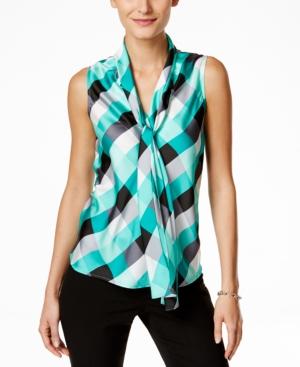 Nine West Printed Tie-neck Top