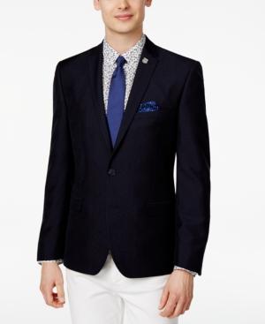 Nick Graham Men's Slim-fit Navy Cheetah Print Sport Coat
