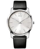 Ck Calvin Klein Watch, Men's Swiss City Black Leather Strap 43mm K2g211c6