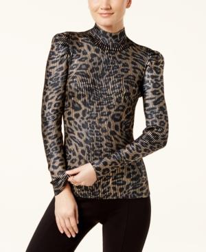 Inc International Concepts Leopard-print Mock-neck Sweater, Created For Macy's