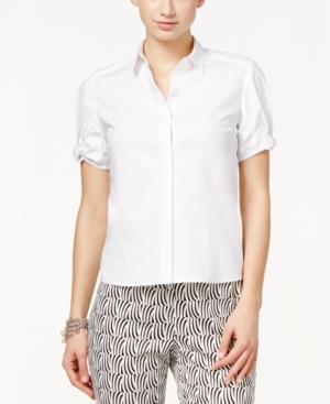 Cece By Cynthia Steffe Bow-trim Short-sleeve Shirt