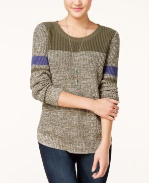 Freshman Juniors' Marled Colorblock Pullover Sweater
