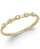 Charter Club Gold-tone Imitation Pearl And Crystal Hinge Bracelet, Only At Macy's