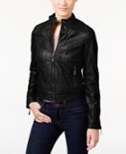 Jou Jou Juniors' Zipper-front Faux-leather Jacket