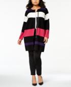 Calvin Klein Plus Size Striped Sweater Topper Jacket