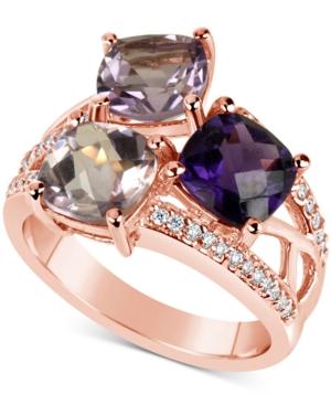Amethyst (4-1/2 Ct. T.w.) & Diamond (1/6 Ct. T.w.) Ring In 14k Rose Gold