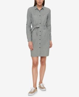 Tommy Hilfiger Cotton Pinstriped Shirtdress, Created For Macy's