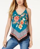 Bcx Juniors' Scarf-print Pointed-hem Tank Top