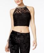 Speechless Juniors' Embellished Lace Crop Top