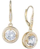 Anne Klein Round Crystal And Pave Drop Earrings
