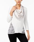 Style & Co Colorblocked Knit Top & Removable Scarf, Created For Macy's