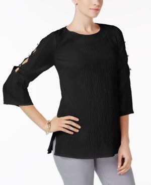 Jm Collection Textured Cutout-sleeve Top, Only At Macy's