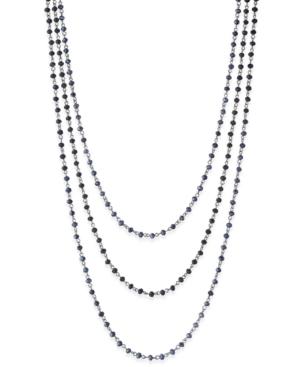 Inc International Concepts Silver-tone Jet Stone Triple Layer Necklace, Created For Macy's