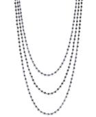 Inc International Concepts Silver-tone Jet Stone Triple Layer Necklace, Created For Macy's