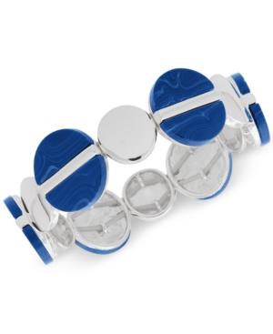 Nine West Silver-tone Colored Disc Stretch Bracelet