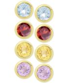 Victoria Townsend 4-pc. Set Multi-gemstone Round Stud Earrings In 18k Gold-plated Sterling Silver