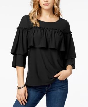 Kensie 3/4-sleeve Ruffled Top