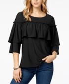 Kensie 3/4-sleeve Ruffled Top