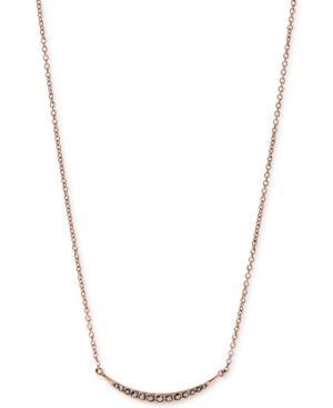 Fossil Necklace, Rose Gold-tone Hematite Crystal Crescent Pendant Necklace