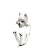 West Highland White Terrier Hug Ring In Sterling Silver And Enamel