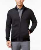 Tasso Elba Men's Big And Tall Herringbone Colorblocked Zipper Jacket, Only At Macy's