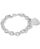 Giani Bernini Heart Charm Tag Bracelet In Sterling Silver, Created For Macy's