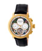 Heritor Automatic Aura Gold & White Leather Watches 44mm