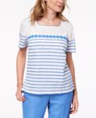 Alfred Dunner Striped Lace Top