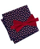 Tommy Hilfiger Men's Solid Pre-tied Silk Bow Tie & Santa Silk Pocket Square Set