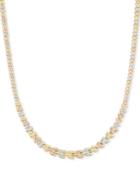 Tri-tone Graduated Link Necklace In 14k Tri-color Gold