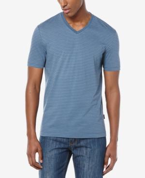 Perry Ellis Men's Feeder-stripe V-neck T-shirt