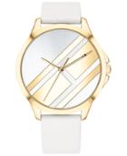 Tommy Hilfiger Women's White Leather Strap Watch 38mm