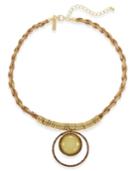 Inc International Concepts Gold-tone Stone & Pave Faux Suede Pendant Necklace, Created For Macy's