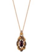 Le Vian Chocolatier Raspberry Rhodolite (1 Ct. T.w.) & Diamond (1/4 Ct. T.w.) Pendant Necklace In 14k Rose Gold