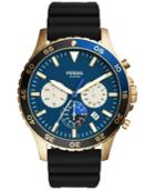 Fossil Men's Chronograph Crewmaster Black Silicone Strap Watch 46mm Ch3074