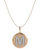14k Rose Gold Necklace, Diamond Accent Letter M Disk Pendant