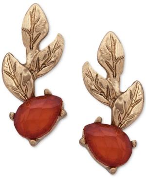 Lonna & Lilly Gold-tone Leaf & Stone Climber Earrings