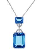 Effy Blue Topaz (16-3/4 Ct. T.w.) And Diamond Accent Pendant Necklace In 14k White Gold