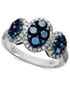 Bella Bleu By Effy Diamond Blue And White Diamond Three Oval (1-5/8 Ct. T.w.) In 14k White Gold