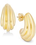 Small Ribbed Hoop Earrings In 14k Gold