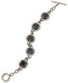 Carolee Hematite-tone Jet Stone And Crystal Link Bracelet