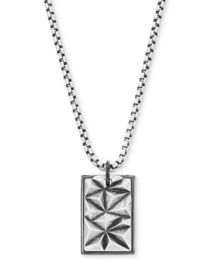 Steve Madden Silver-tone Textured Dogtag Pendant Necklace, 26 + 2 Extender