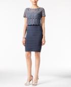Betsy & Adam Banded Lace-popover Sheath Dress