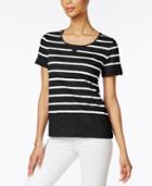 Karen Scott Striped Active Cotton T-shirt, Created For Macy's