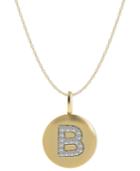 14k Gold Necklace, Diamond Accent Letter B Disk Pendant