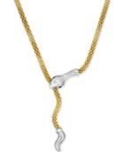 Emerald-accent Snake Lariat Necklace In 14k Vermeil And Sterling Silver