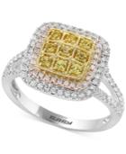 Final Call By Effy Yellow Sapphire (1/4 Ct. T.w.) & Diamond (1/2 Ct. T.w.) Ring In 14k White, Yellow And Rose Gold